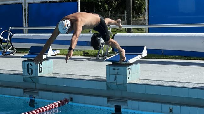 Former Queensland Police Sergeant Nigel Dalton acquitted himself well at a national swimming competition in Darwin as part of the North Mackay sinkers on May 3. Photo: Fergus Gregg