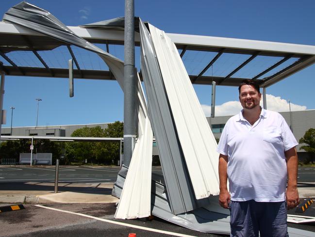 Brendan Smith was sitting in his van when the tornado landed at the Brisbane International Airport. Picture: David Clark