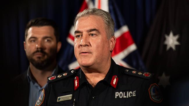 Police Commissioner Michael Murphy at the press conference in the Northern Territory parliament on April 9, 2024. Picture: Pema Tamang Pakhrin