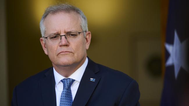 Former prime minister Scott Morrison was the target of left-wing keyboard warriors for his clumsy comment that he and his wife were “blessed” not to have had children with a disability. Picture: Rohan Thomson/Getty Images