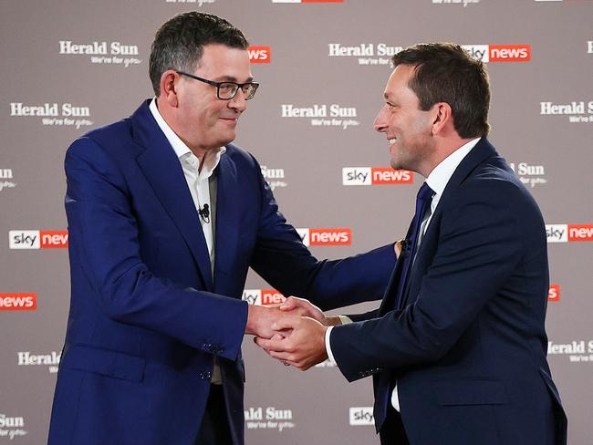 Victorian State Election PeopleÃs Forum with Victorian Premier Daniel Andrews and Opposition Leader Matthew Guy in Box Hill, Melbourne. Picture: Ian Currie