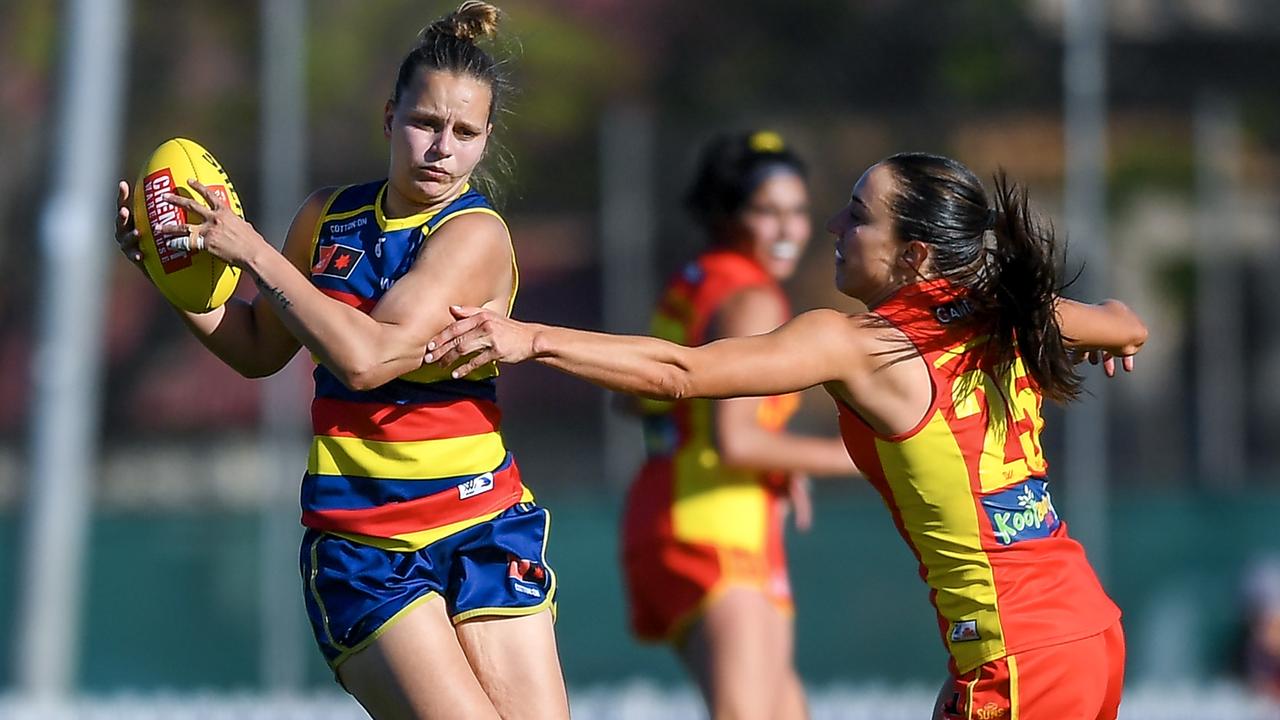 Danielle Ponter kicked a goal in her milestone game. Picture: Mark Brake/Getty Images