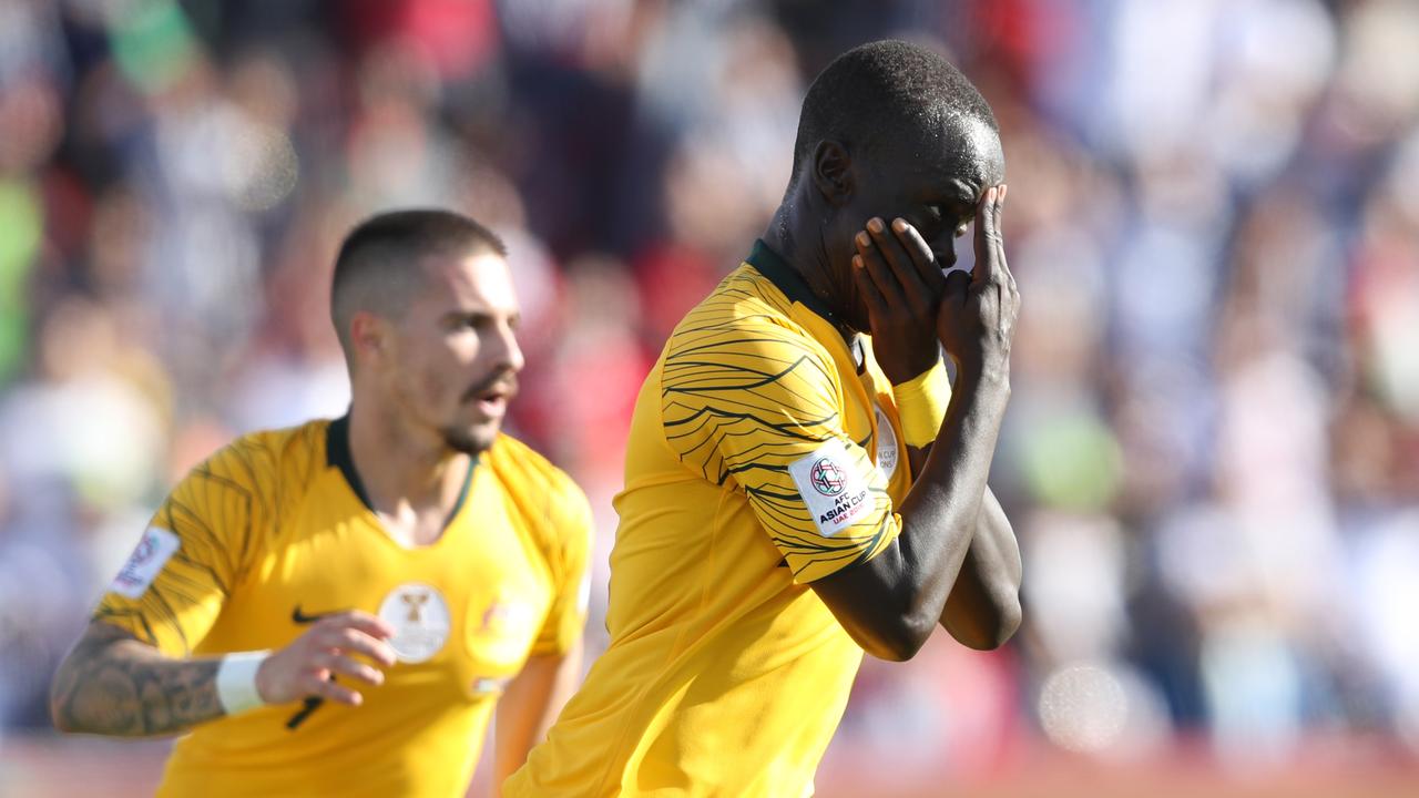 Awer Mabil of Australia celebrates after scoring his team's second goal