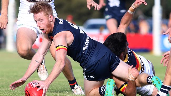 Hard-nosed South Adelaide midfield star and 2017 Knuckey Cup winner Nick Liddle. Picture: Stephen Laffer