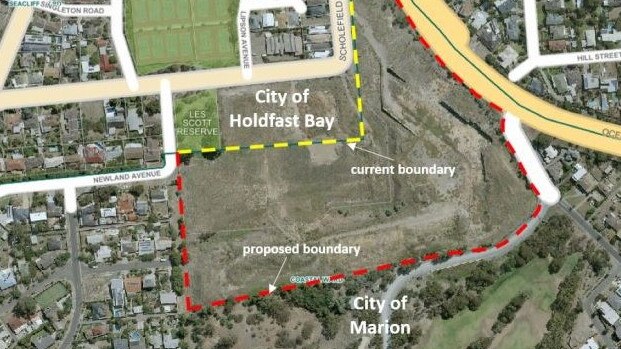 A boundary change Holdfast Bay Council is proposing at Cement Hill. Picture: Supplied