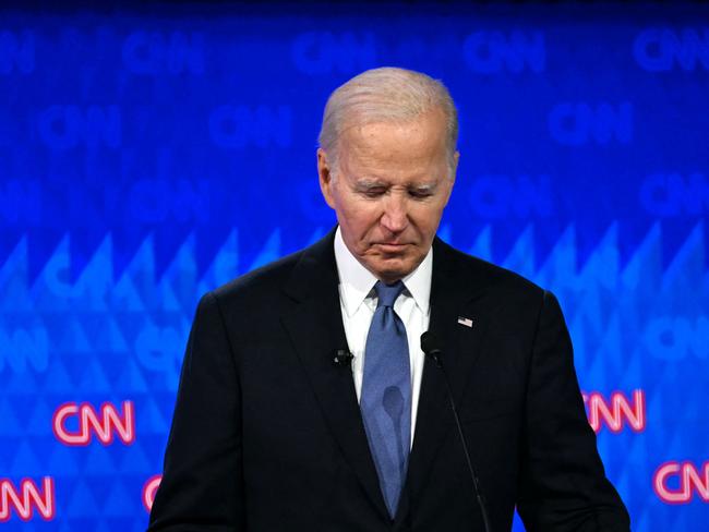 Former US President Joe Biden looks down during his disastrous debate performance in June 2024. Picture: CNN