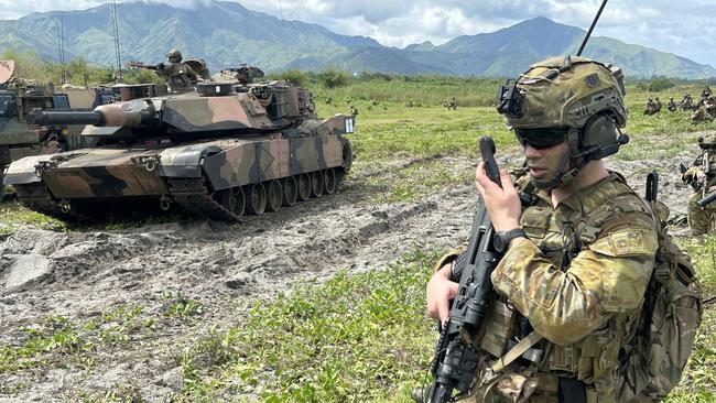 Australian Defence Force troops joined the Armed Forces of the Philippines and US Marine Corps for Exercise Alon air, land and sea drills. Picture: Charles Miranda