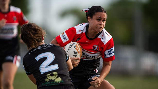 Teka Voysey playing for the Litchfield Bears as they beat the Northern Sharks in Round 1 of the 2024 NRL NT season. Picture: Pema Tamang Pakhrin