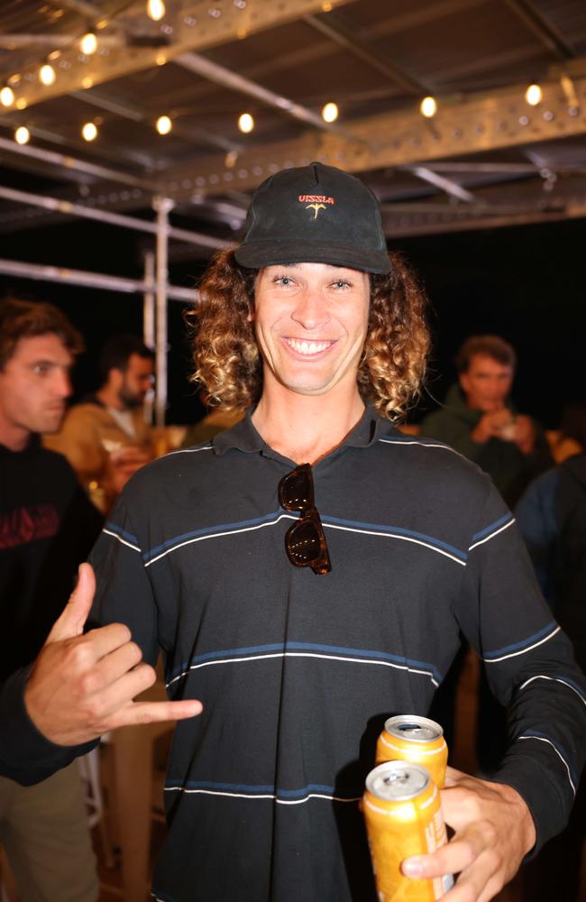 Toby Mossop at the WSL Gold Coast Pro 2025 after party at Burleigh Pavilion for Gold Coast at Large. Picture, Portia Large.