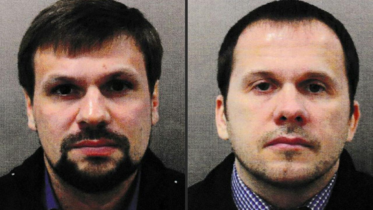 Ruslan Boshirov (L) and Alexander Petrov, are wanted by British police in connection with the nerve agent attack on former Russian spy Sergei Skripal and his daughter Yulia. Picture: AFP