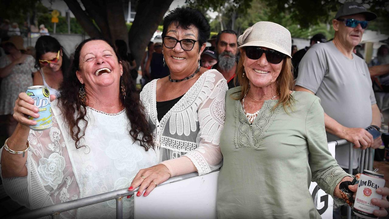 Karen Jones, Shona Woodbridge and Trish Craker at Sounds of Rock 2024 in Hervey Bay. Picture: Patrick Woods.