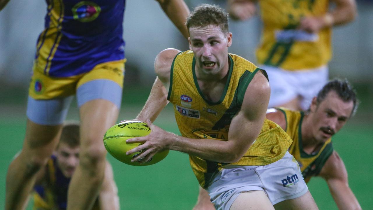 Dylan Landt in action for St Mary’s in this year’s NTFL preliminary final. Picture: Glenn Campbell