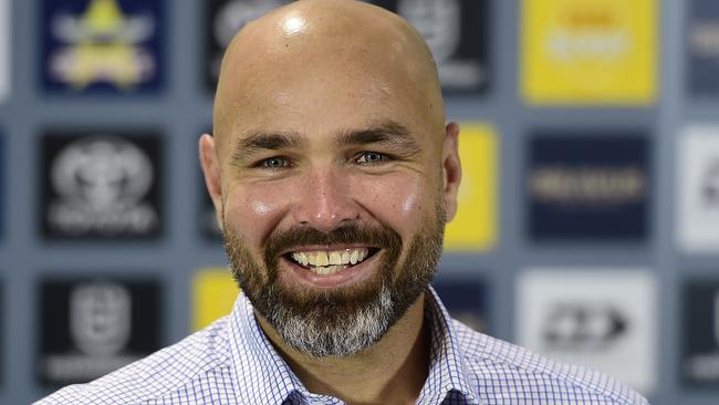 TOWNSVILLE, AUSTRALIA - MARCH 28:  Cowboys coach Todd Payten smiles during a media interview before the start of the round three NRL match between the North Queensland Cowboys and the Gold Coast Titans at QCB Stadium on March 28, 2021, in Townsville, Australia. (Photo by Ian Hitchcock/Getty Images)