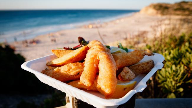 Fish and chips at Star of Greece kiosk.