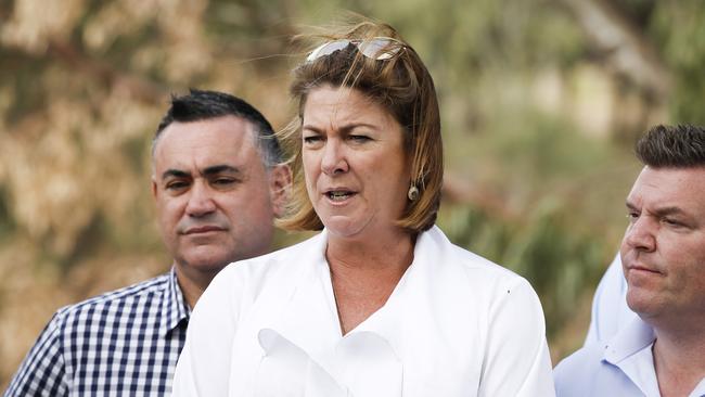 NSW Deputy Premier John Barilaro and Minister for Water Melinda Pavey announcing an $87 million water funding to help drought stricken communities in regional New South Wales. Picture: Dylan Robinson