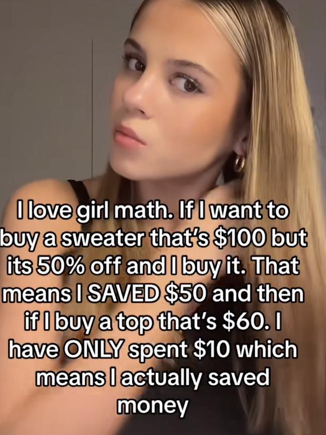 Everyone has their own Girl Math theory. Picture: TikTok/MiaMKC