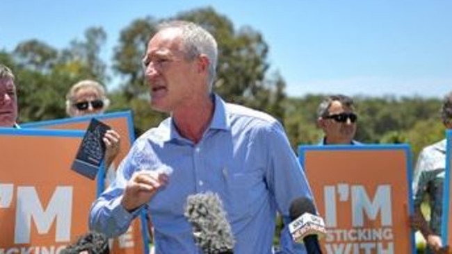 One Nation state leader Steve Dickson addresses the media on the Sunshine Coast. Picture: Warren Lynam