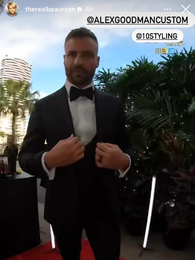 Ryan credited the 10 styling team for his Logies look.