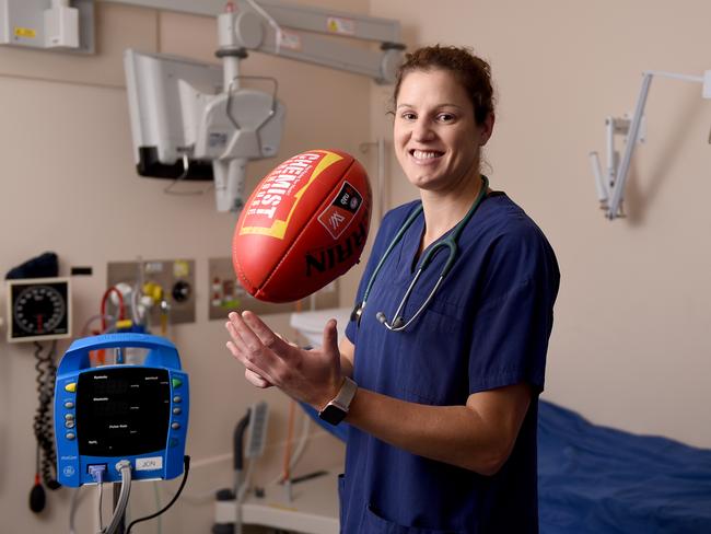 20/11/18 - Jess Foley is a champion basketballer, (Aust player, former Lightning Captain) has been drafted to the Crows for next season, and is an ED doctor at Noarlunga Hospital. - Photo - Naomi Jellicoe