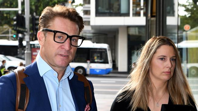 Fredrick Blencke (left) arriving at Sydney’s Downing Centre Court with defence lawyer Lauren Macdougall.