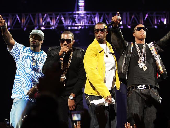50 Cent, Kanye West, Sean Combs and Jay Z perform onstage at Madison Square Garden in 2007. Picture: Getty Images