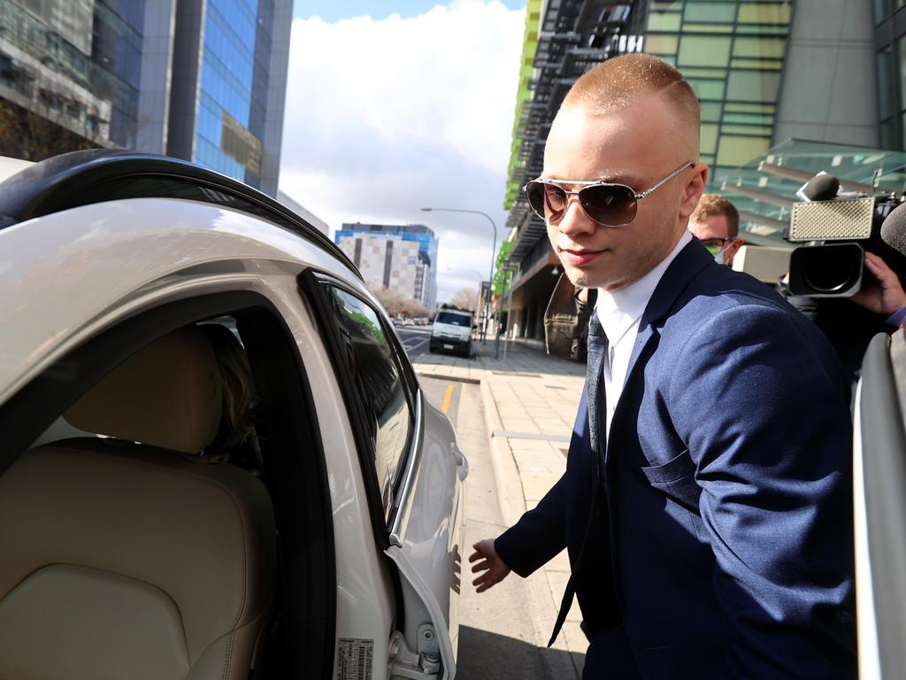 Apostle Broikos was seen leaving the Adelaide Magistrates Court after his appearance on Thursday. Picture: NCA NewsWire / Kelly Barnes