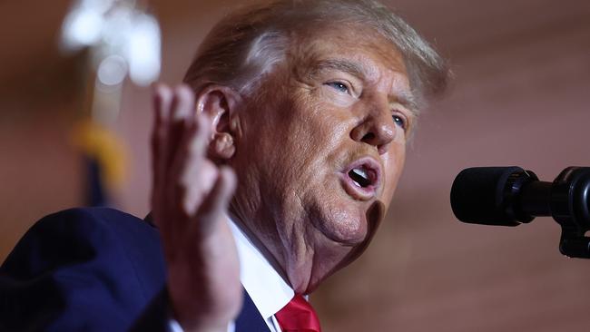 PALM BEACH, FLORIDA - NOVEMBER 15: Former U.S. President Donald Trump speaks during an event at his Mar-a-Lago home on November 15, 2022 in Palm Beach, Florida. Trump announced that he was seeking another term in office and officially launched his 2024 presidential campaign.   Joe Raedle/Getty Images/AFP