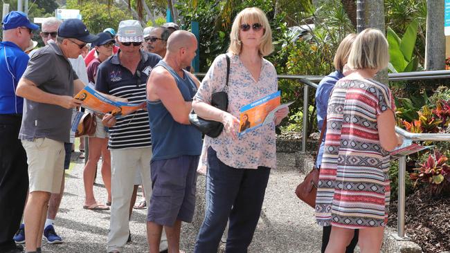 Voters lining up to cast their votes in Burleigh on Monday. Picture: Glenn Hampson