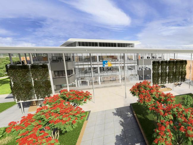 COPYRIGHT WARNING for Moreton Life ONLY.Phone Kylie Knight 3480 8226. USC Moreton Bay campus at Petrie. Artist impression of the entrance.