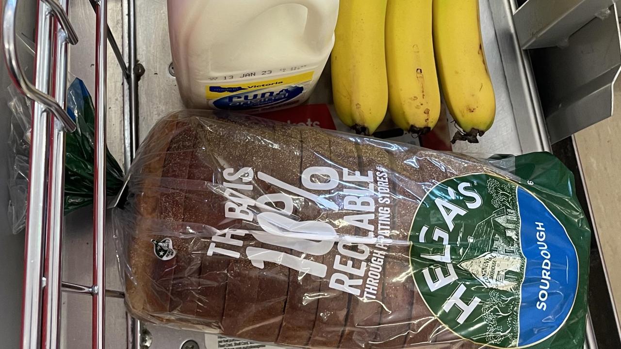 A frustrated shopper has summed up Australia’s outrageous cost of living in a single image of their trolley at the supermarket. Source: u/braydi___