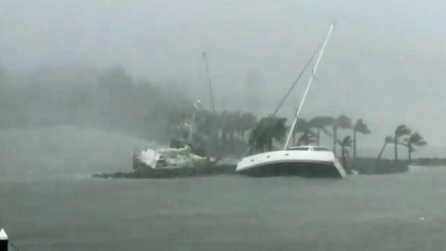 Boats at Hamilton Island during Cyclone Debbie