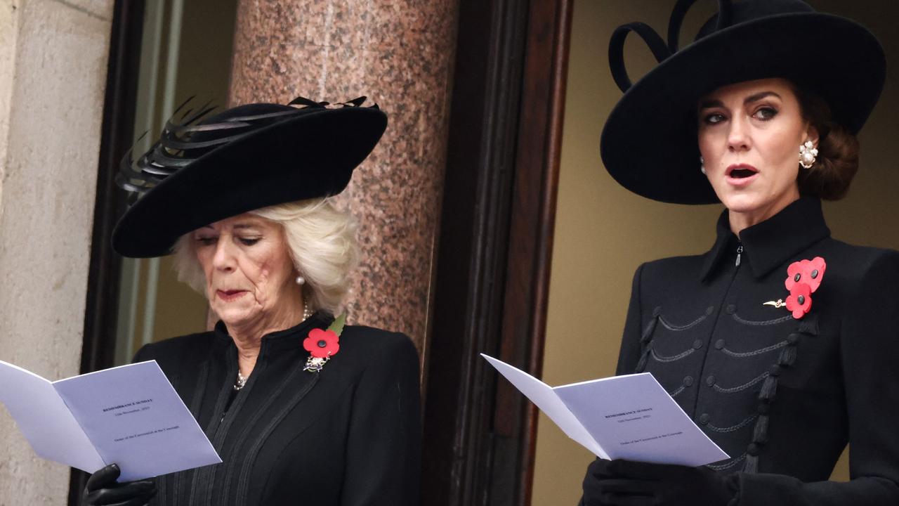 Queen Camilla and Princess Catherine at Sunday’s service. Picture: Henry Nicholls/AFP