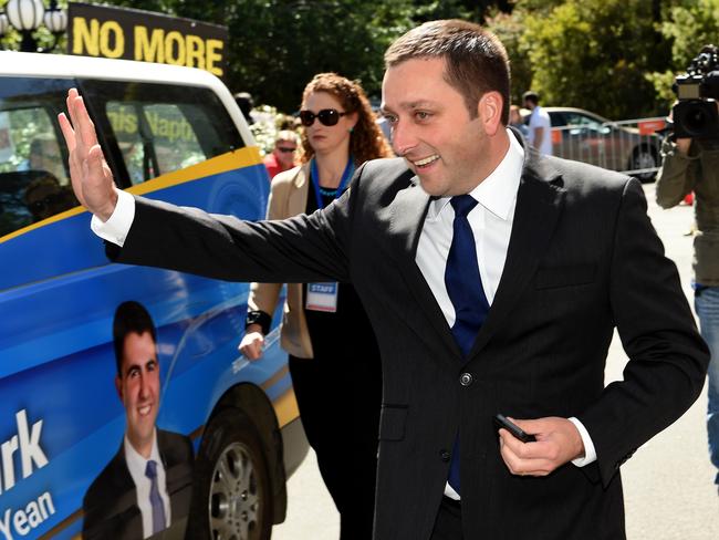 The next Liberal leader? Bulleen MP Matthew Guy, out on the hustings. Picture: Mike Keating.