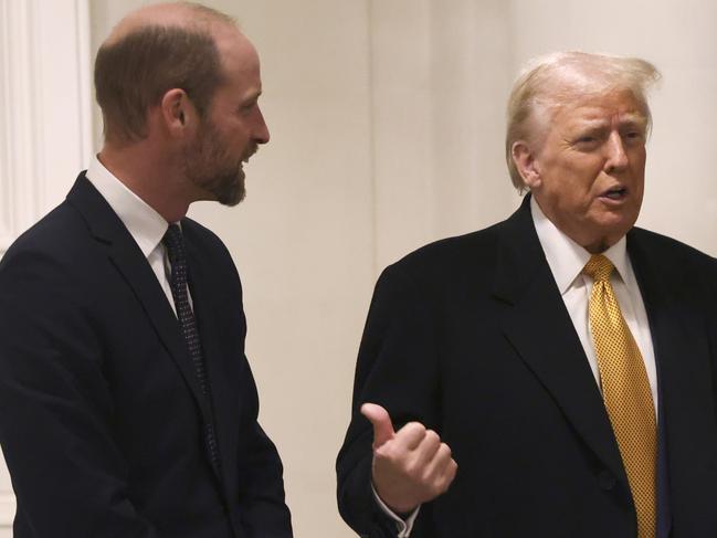 PARIS, FRANCE - DECEMBER 7:  U.S. President-elect Donald Trump meets Britain's Prince William, Prince of Wales at the UK Ambassador's Residence on the day of the reopening ceremonies of the Notre-Dame de Paris Cathedral, five and a half years after a devastating fire on December 7, 2024 in Paris, France. (Photo by Suzanne Plunkett - Pool/Getty Images)