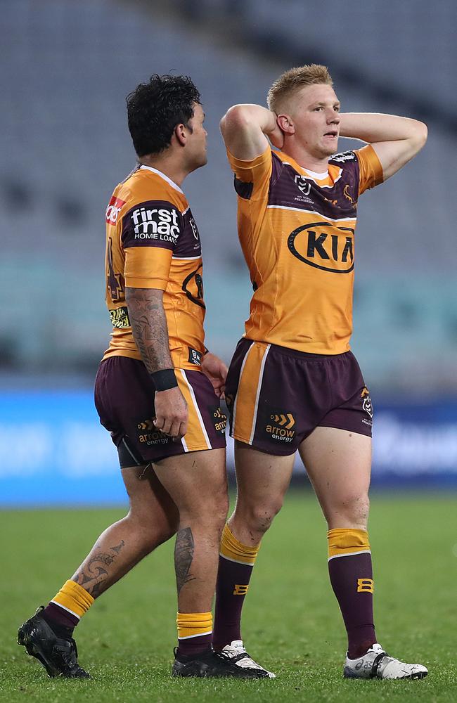 Tom Dearden looks shattered after losing to the Rabbioths. Picture: Mark Kolbe/Getty Images