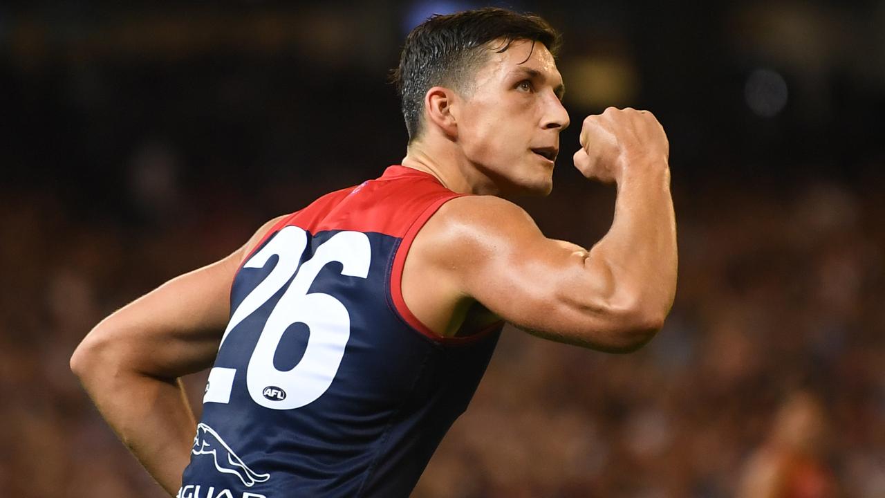 Promising young Melbourne forward Sam Weideman is reportedly keen on a much bigger pay packet for his new contract. (AAP Image/Julian Smith)