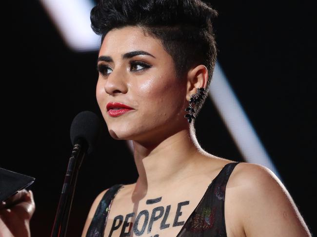 SYDNEY, AUSTRALIA - NOVEMBER 23: Montaigne accepts an ARIA for Breakthrough Artist during the 30th Annual ARIA Awards 2016 at The Star on November 23, 2016 in Sydney, Australia. (Photo by Brendon Thorne/Getty Images)