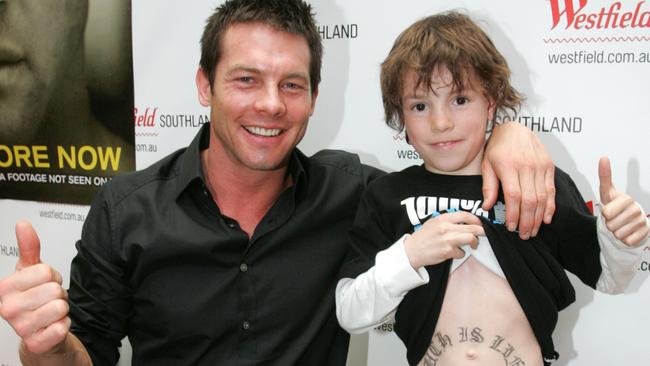 Mentone’s Kane Bisogni showed off his Ben Cousins’s inspired ‘tattoo’ while meeting his idol at Southland