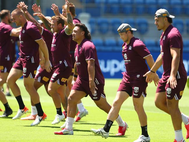 Josh Papalii is embracing his leadership role at the Maroons. Picture: Chris Hyde/Getty Images