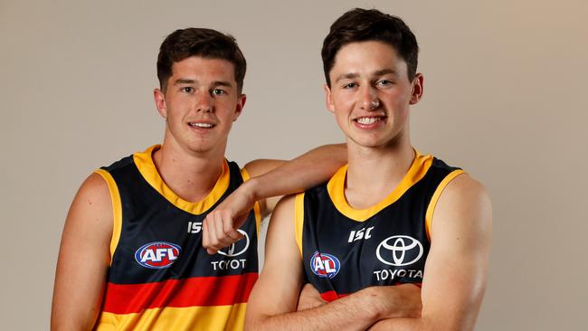 The Crows’ 2018 first-round draftees Ned McHenry (left) and Chayce Jones (right). Picture: Adam Trafford/AFL Media/Getty Images