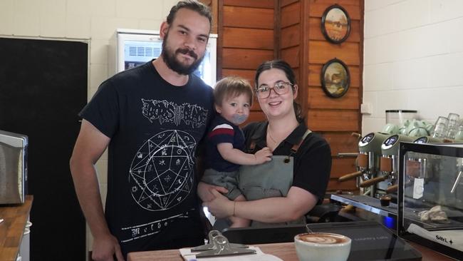 Mark Matula, Alex Mengual, and their son Matteo, the owners of Copper Country Motor Inn at Nanango.