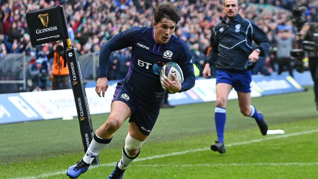 Scotland centre Sam Johnson was a gun at GPS level. Picture: AFP