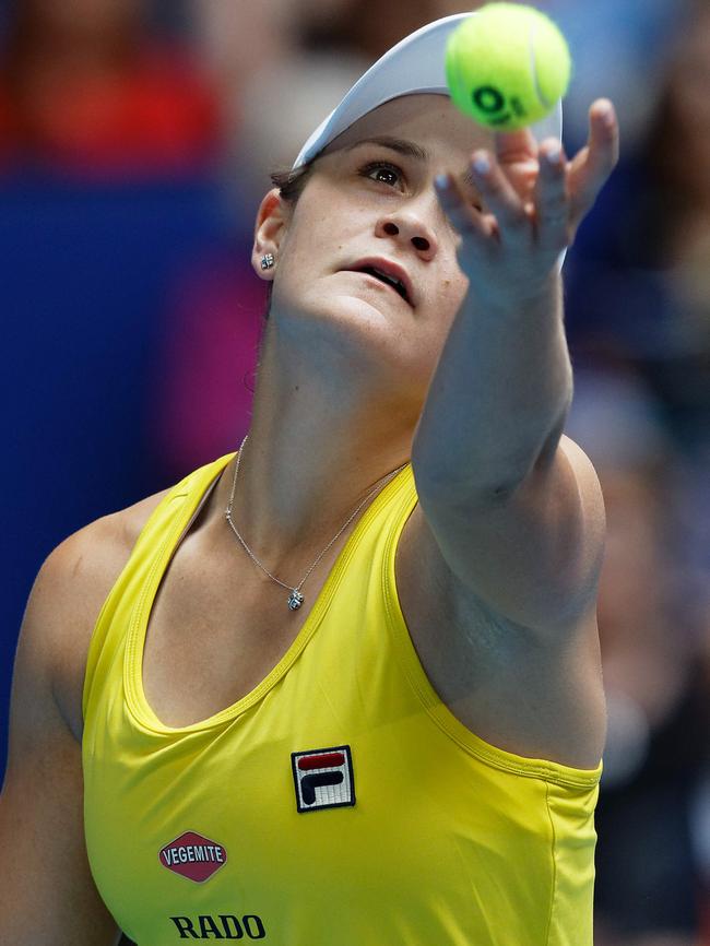 Ash Barty wants young girls to keep playing sport. Picture: AP Photo