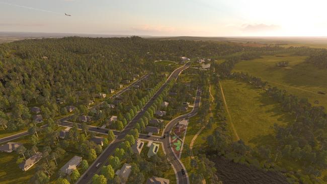 An artist's impression of Tidapa - a proposal to turn a 147-hectare western Sydney farm into 800 new homes at Cobbitty.