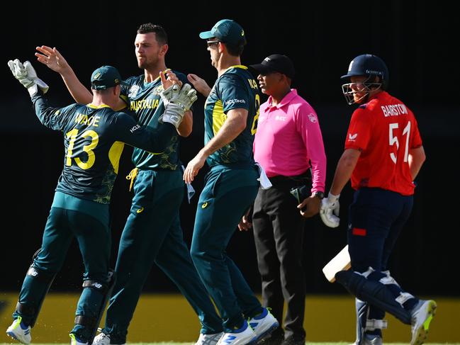 Australia beat England by 36 runs at the T20 World Cup. Picture: Gareth Copley/Getty Images