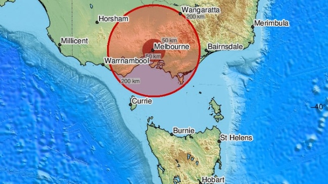 An earthquake was felt in Melbourne on Sunday night. Picture: European-Mediterranean Seismological Centre