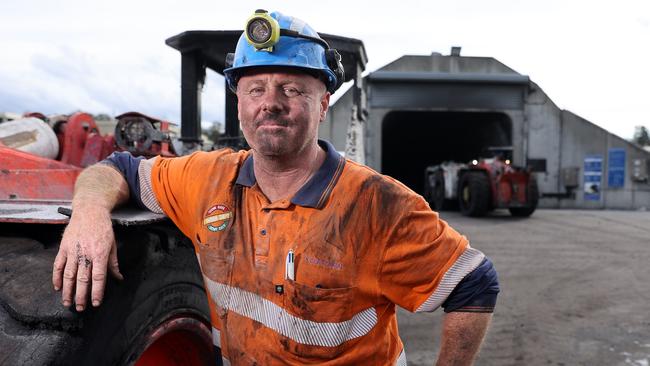 Underground coal miner Mick Cowan, standing in front of the entrance to Centennial Coal's Mandalong mine which employs 400 people., Picture: David Swift