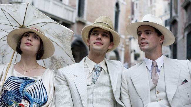 Actors Hayley Atwell, Ben Wishaw and Matthew Goode in a scene from the 2008 film Brideshead Revisited.