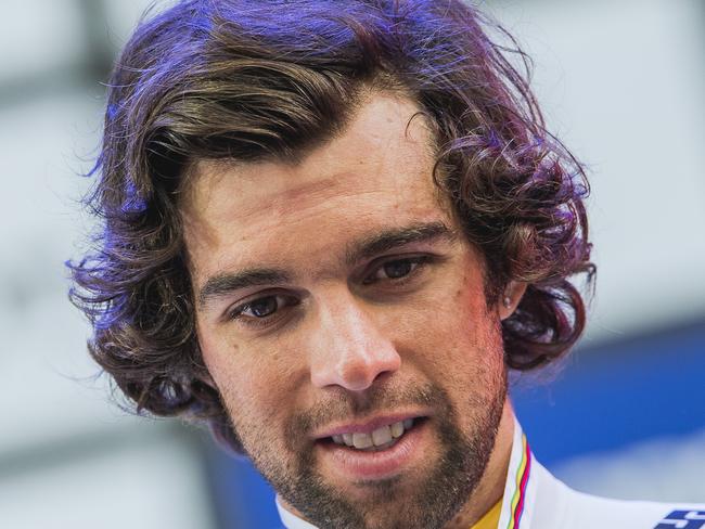 Bronze medalist Australia's Michael Matthews poses with his medal after the men elite road race of the UCI Cycling Road World Championships in Bergen, on September 24, 2017.  / AFP PHOTO / Jonathan NACKSTRAND