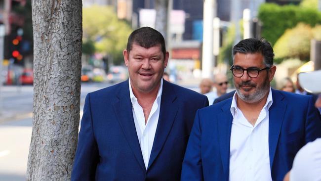 Crown Resorts’ former owner, James Packer, with director Andrew Demetriou in 2010. Picture: Aaron Francis